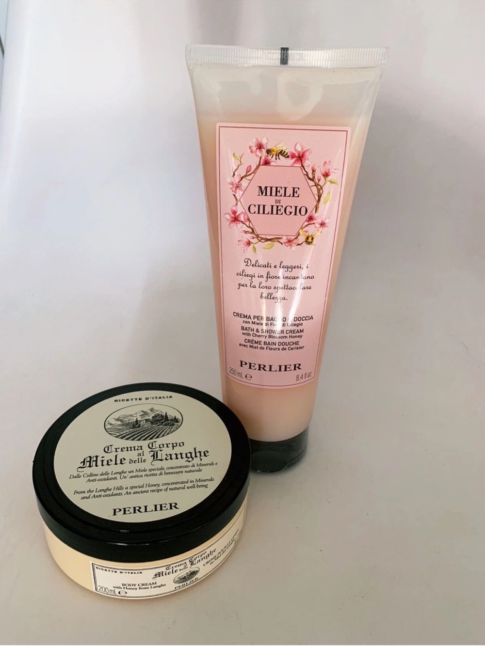 Perlier Miele De Ciliego Bath Shower Cream And Honey Langhe Body Cream Lot